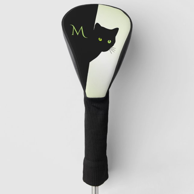 Grüne Mit Augen Schwarzkatze Golf Headcover (Vorderseite)