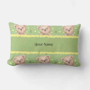 Grüne mit Augen Teddybären 13" x 21" Lumbalkissen Lendenkissen