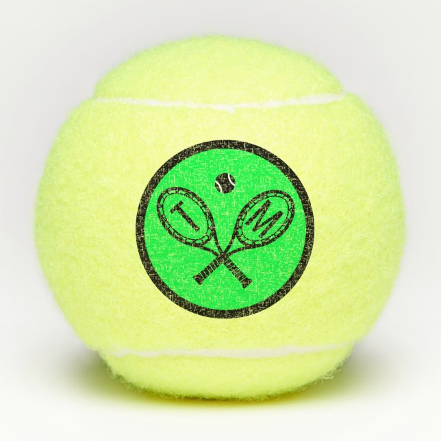 Grüne Mit Monogramm, erste Kreuzschlitze Tennisbälle (Vorderseite)