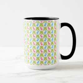 GRÜNE MIT PINK & BLAUEN OSTERBUNNEN TASSE