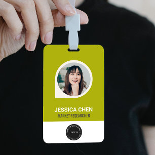 Grüne Mitarbeiter-Foto-ID-Karte, Barcode, Logo, Na Ausweis