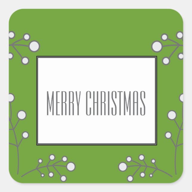 Grüne moderne Berry Holiday Stickers (Vorderseite)