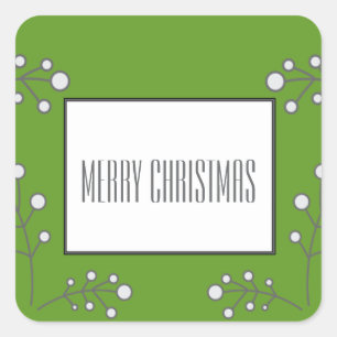 Grüne moderne Berry Holiday Stickers