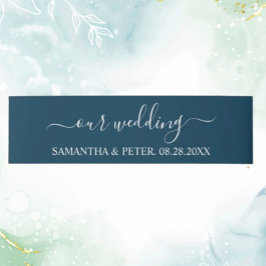 Grüne, moderne, entspannte Hochzeit Einladungsbanderole