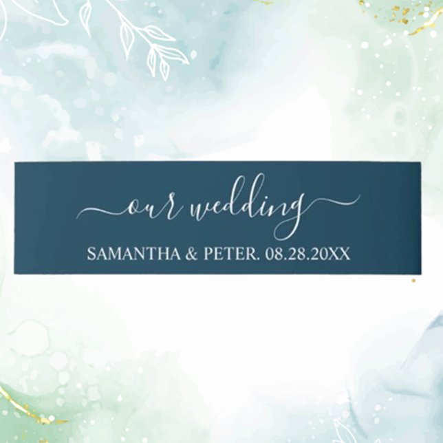 Grüne, moderne, entspannte Hochzeit Einladungsbanderole (Invite loved ones with a green modern relaxed wedding invitation mail band)