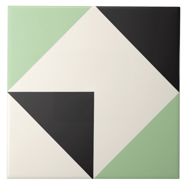 Grüne moderne geometrische Form Muster Fliese (Vorderseite)