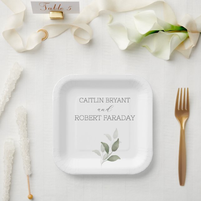 Grüne Moderne Hochzeit Pappteller (Hochzeit)