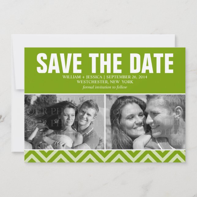 Grüne moderne Hochzeit rettet das Datum Save The Date (Vorderseite)