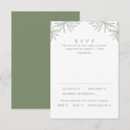 Grüne, moderne minimale botanische Mahlzeit RSVP Karte