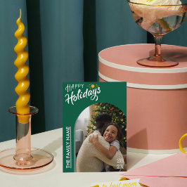 Grüne moderne Schrift Glückliche Feiertage Fotokar Feiertagskarte