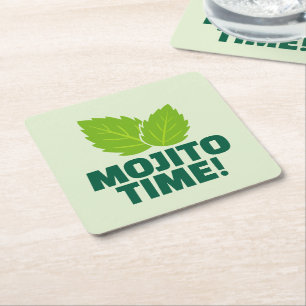 Grüne Mojito-Cocktailparty-Untersetzer mit Zitat Rechteckiger Pappuntersetzer