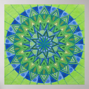 Grüne Mond Mandala Poster