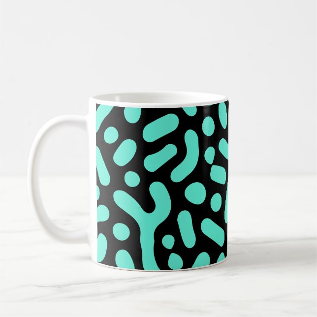 Grüne monochromatische geometrische Formen Kaffeetasse (Links)