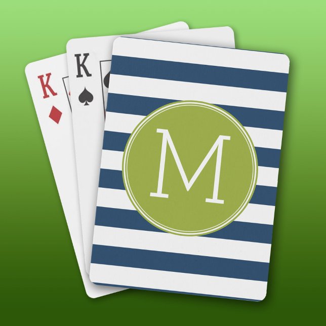 Grüne Monografie der Navy und White Striping Muste Spielkarten (Custom Playing Cards)
