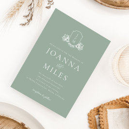 Grüne Monogramm des botanischen Wappen Einladung