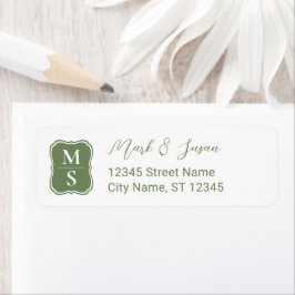 Grüne Monogramm-Hochzeitsadresse