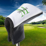 Grüne Monogramm, Initial und Name Personalisiert Golf Headcover<br><div class="desc">Maßgeschneiderte,  mit Ihrem Namen und Monogramm personalisierte,  bedruckte Golf-Kopfbedeckung. Verwenden Sie die Designtools,  um eine beliebige Hintergrundfarbe auszuwählen,  Schriftart und Farben zu bearbeiten oder eigene Fotos hochzuladen,  um ein einzigartiges Geschenk für Ihren Lieblingsgolfer zu kreieren.</div>