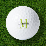 Grüne Monogramm, Initial und Name Personalisiert Golfball<br><div class="desc">Erhöhen Sie Ihr Golfspiel mit unseren individuellen Golfbälle, personalisiert mit einem einfachen Monogramm-Initial und einem Skriptnamen-Overlay. Wählen Sie aus einer großen Auswahl an Farben, um ein zeitloses Design zu schaffen, das wirklich einzigartig ist. Diese Golfbälle sind ein perfektes Geschenk für jeden Anlass, ob Weihnachten, Vatertag oder Muttertag. Mit ihrer durchdachten...</div>