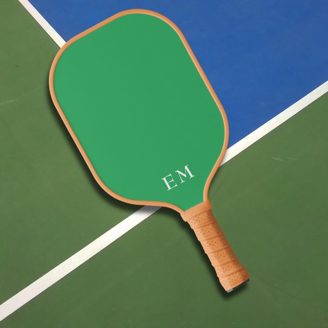 Grüne Monogramm-Initialen Pickleball Schläger (Von Creator hochgeladen)