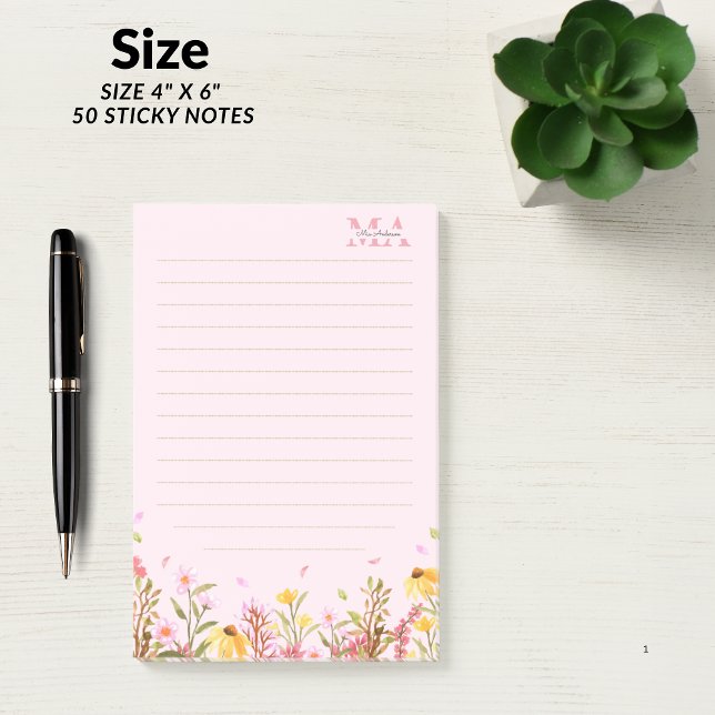 Grüne Monogramm Moderne Minimalistische Notizen (Pink Monogram Modern Minimalist Post-it Notes)