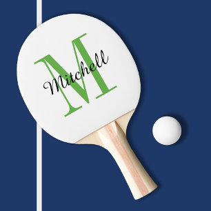 Grüne Monogramm und Name Personalisiert Tischtennis Schläger