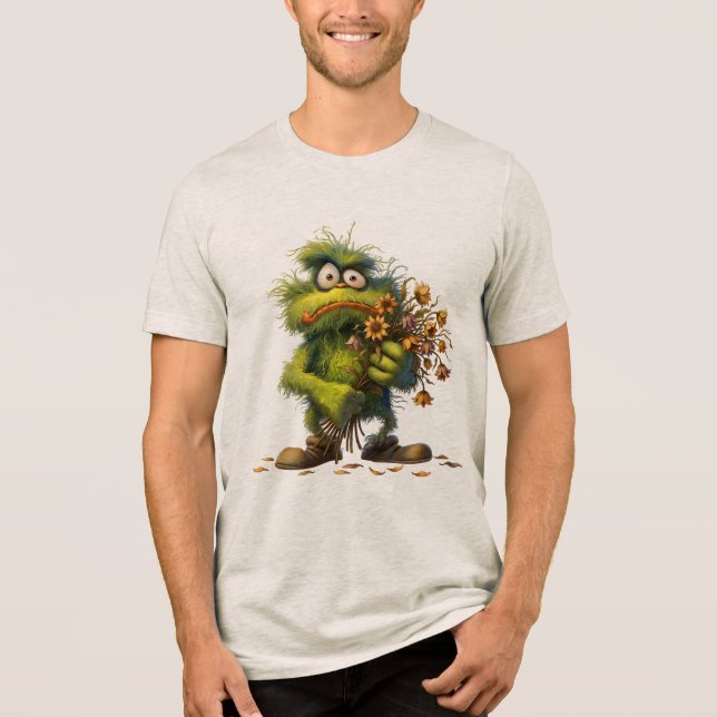 Grüne Monster-Blume Tri-Blend Shirt (Vorderseite)