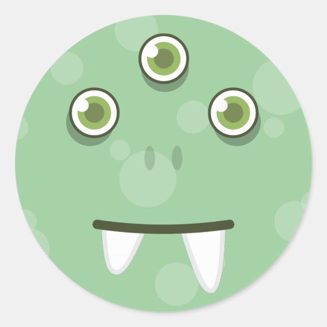 Grüne Monster-Gesichts-Aufkleber Runder Aufkleber (Vorderseite)