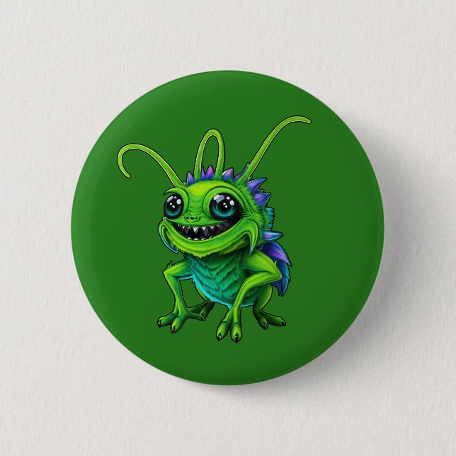 Grüne Monster-Grille -  Button (Vorderseite)