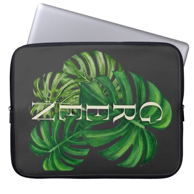 Grüne Monstera-Blätter Laptopschutzhülle (Vorderseite)