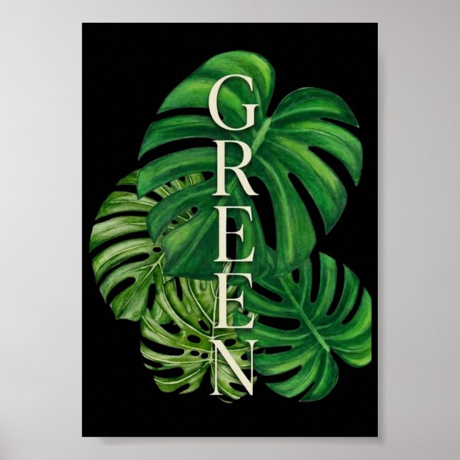 Grüne Monstera-Blätter Poster (Vorne)