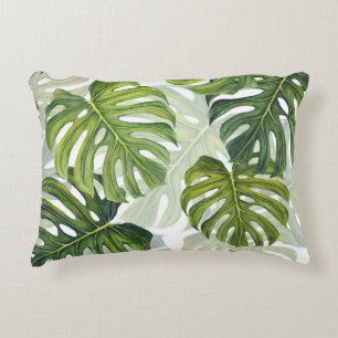 Grüne Monstera Tropical Watercolor Dekokissen