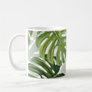 Grüne Monstera Tropical Watercolor Kaffeetasse