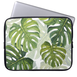 Grüne Monstera Tropical Watercolor Laptopschutzhülle