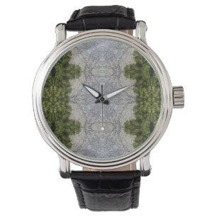 Grüne Moos und Natur Kunst Armbanduhr