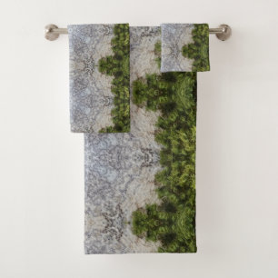 Grüne Moos und Natur Kunst Badhandtuch Set