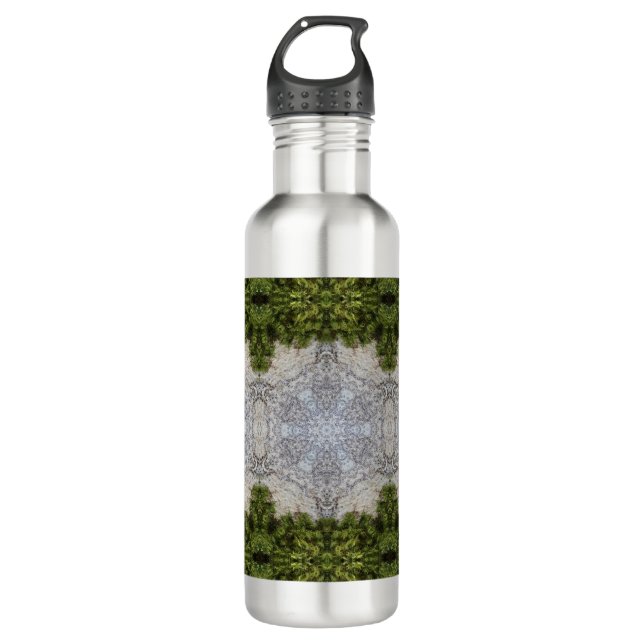 Grüne Moos und Natur Kunst Edelstahlflasche (Vorderseite)