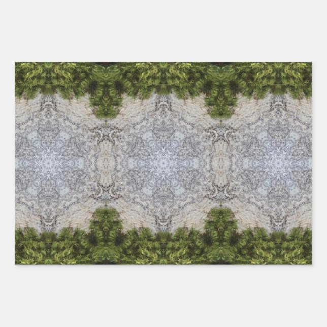 Grüne Moos und Natur Kunst Geschenkpapier Set (Vorderseite)