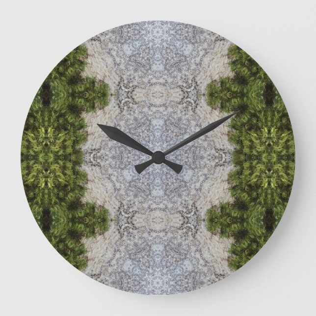 Grüne Moos und Natur Kunst Große Wanduhr (Vorderseite)