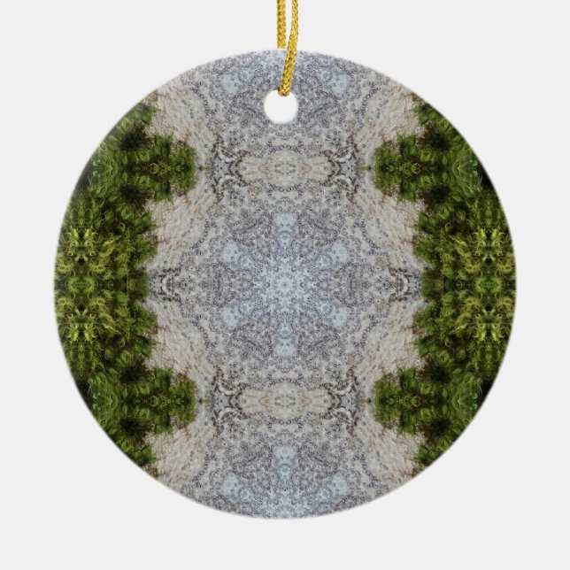 Grüne Moos und Natur Kunst Keramik Ornament (Vorne)