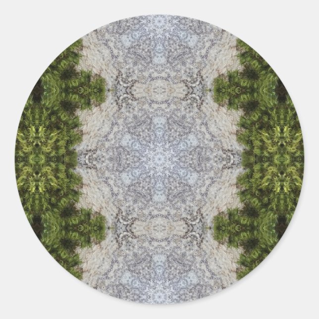 Grüne Moos und Natur Kunst Runder Aufkleber (Vorderseite)