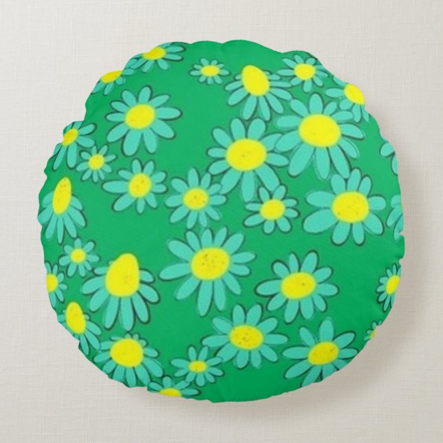 Grüne Münze Rundes Kissen (Vorderseite)