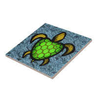 Grüne Muschel-Schildkröte-Fliese