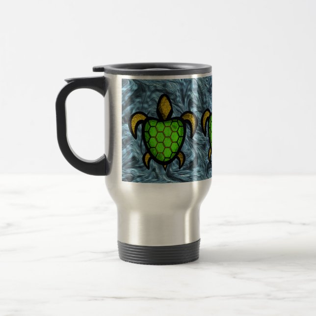 Grüne Muschel-Schildkröte-Reise-Tasse Reisebecher (Links)