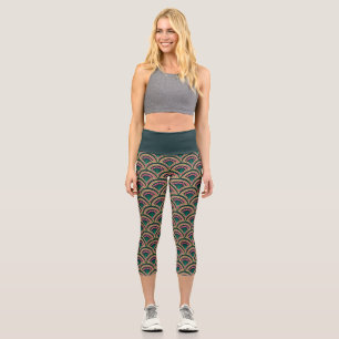 grüne Muschelform-Muster Capri Leggings