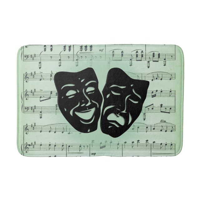 Grüne Musik und griechische Masken im Theater Badematte (Vorderseite)