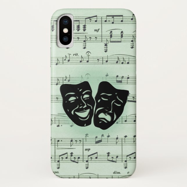 Grüne Musik und griechische Masken im Theater Case-Mate iPhone Hülle (Rückseite)