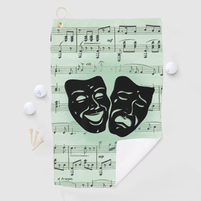 Grüne Musik und griechische Masken im Theater Golfhandtuch (Insitu)