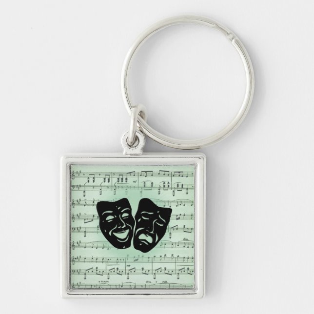 Grüne Musik und griechische Masken im Theater Schlüsselanhänger (Vorne)