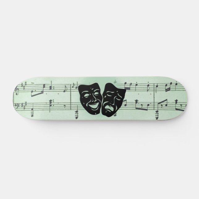 Grüne Musik und griechische Masken im Theater Skateboard (Horizontal)