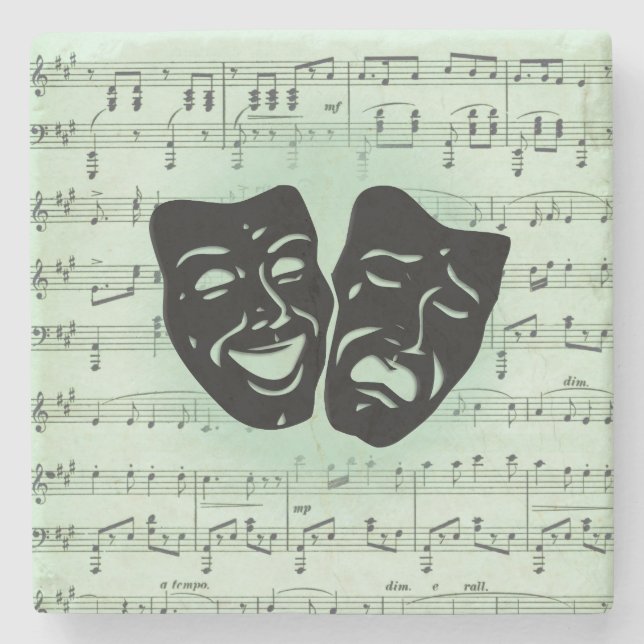 Grüne Musik und griechische Masken im Theater Steinuntersetzer (Vorderseite)